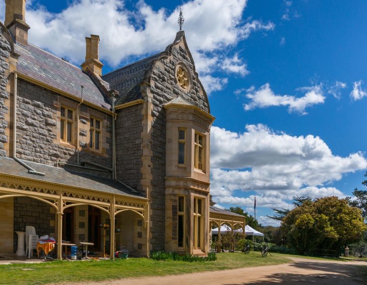 Bathurst, Australia - September 27, 2015: Historic Abercombie House in Bathurst. Victorian Tudor style architecture house. Abercombie House is listed on Australian Heritage Database