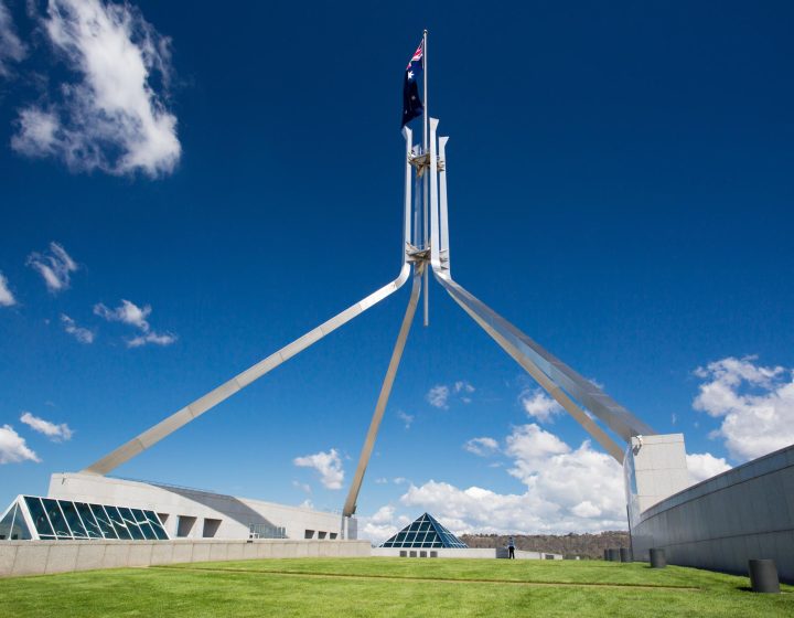 The stunning architecture of the Parliament of Australia in Canberra, Australian Capital Territory, Australia